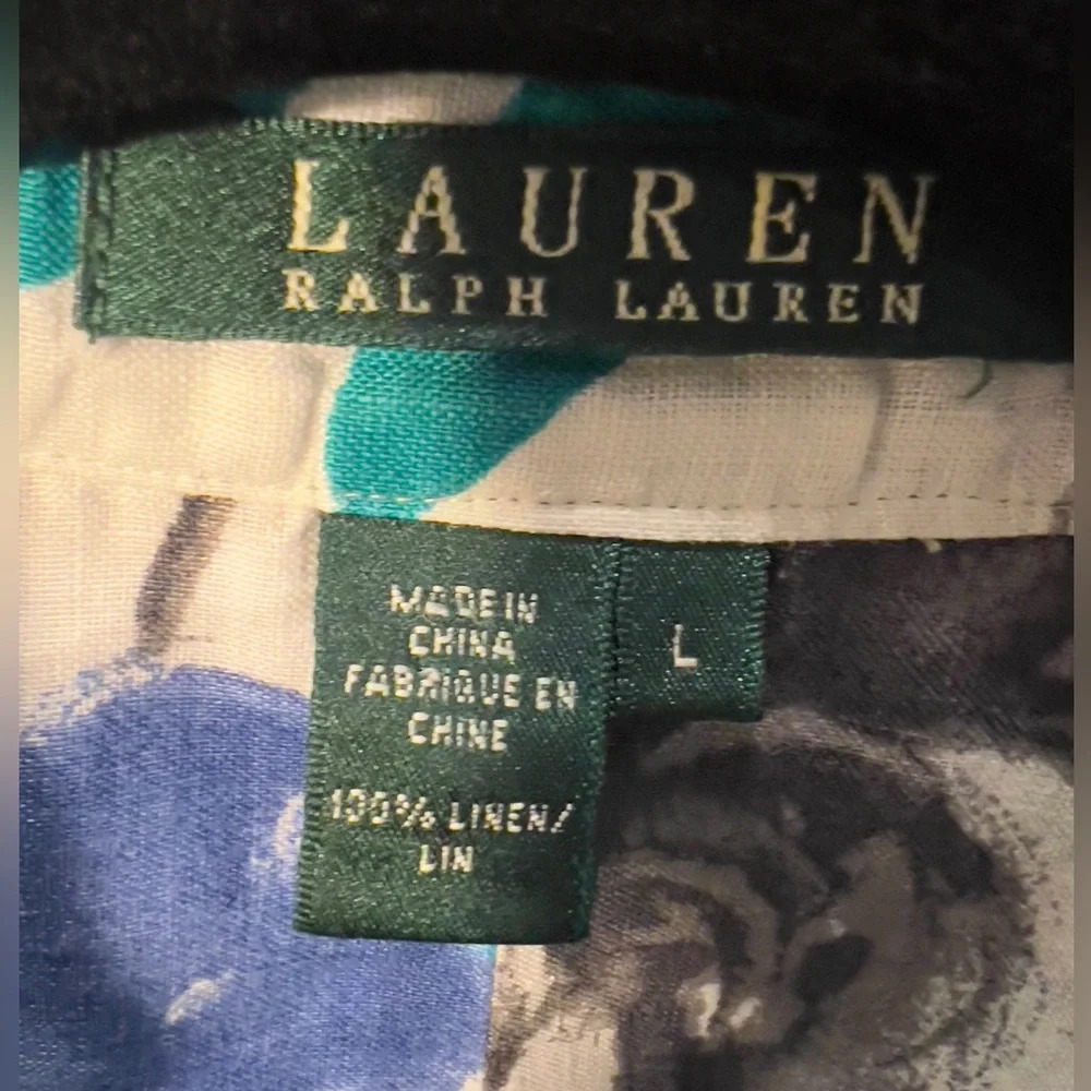 Lauren Ralph Lauren 100% Linen floral shirt Large - Picture 4 of 7